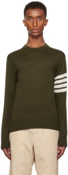 Shop Thom Browne Green 4-bar Sweater In 322 Dk Green