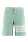 THOM BROWNE GREEN 4-BAR WAFFLE T-SHIRT SHORTS IN PURE COTTON FOR WOMEN