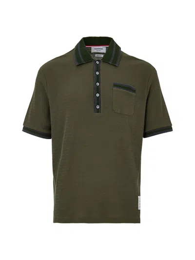 Thom Browne Green Cotton Polo Knitwear Effect