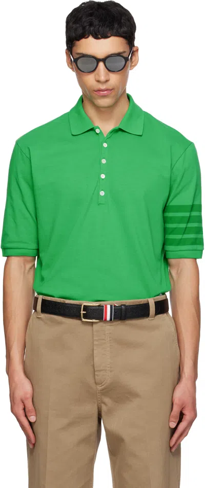 Thom Browne Green Garment Overdyed Jersey 4-bar Polo
