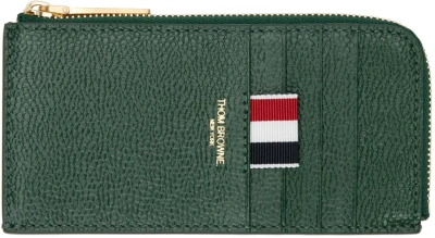 Thom Browne Green Half Zip Around Card Holder In 310 Dk Green