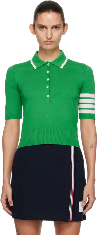 Thom Browne Green Hector Intarsia Cotton 4-bar Stripe S/s Polo
