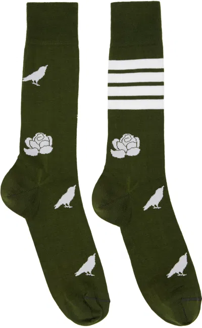 Thom Browne Green Jacquard Socks