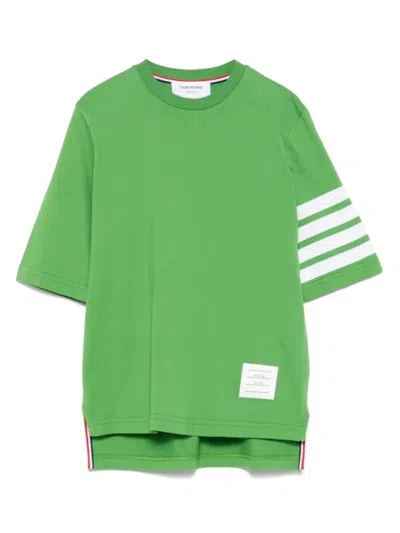 THOM BROWNE GREEN JERSEY 4-BAR SHORT SLEEVE TEE