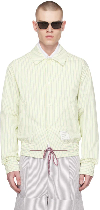 Thom Browne Seersucker Swim Tech Blouson Jacket In Green