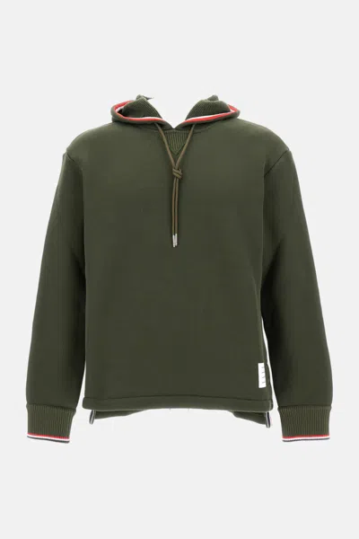 THOM BROWNE GREEN TEXTURED HOODIE