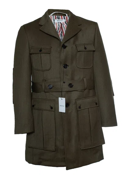 Thom Browne , Green Trench Coat In Pink