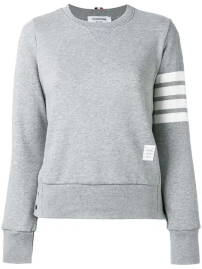 THOM BROWNE GREY 4-BAR COTTON CREWNECK SWEATSHIRT