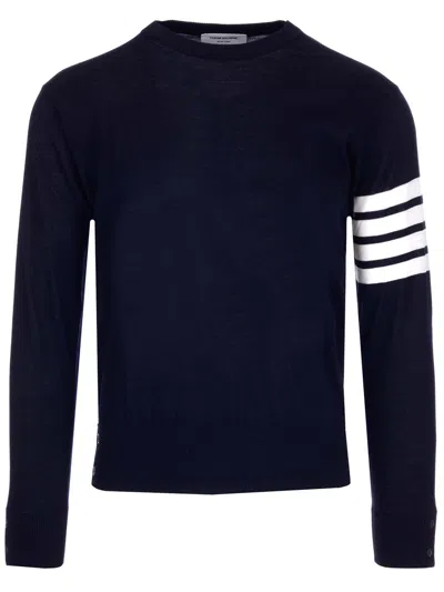 THOM BROWNE GREY 4-BAR CREWNECK SWEATER