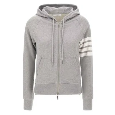 THOM BROWNE THOM BROWNE GREY 4-BAR LOOPBACK FULL ZIP HOODIE
