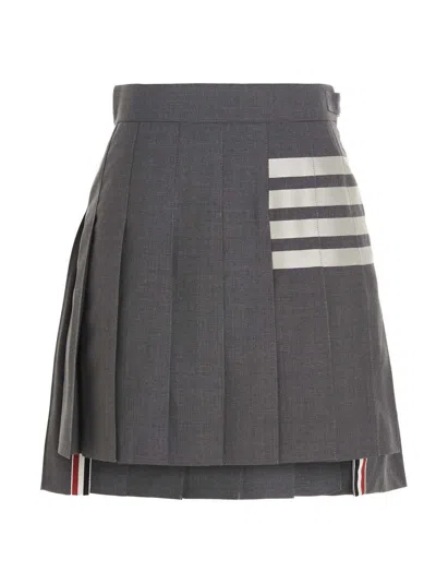 THOM BROWNE WOMEN GREY 4-BAR PLEATED MINI SKIRT, 28 LUXURY SKIRTS FOR WOMEN DARVEYS