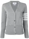 Thom Browne 4-bar Milano Stitch Buttoned Cardigan In Gray