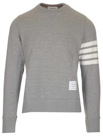 Thom Browne Intarsia Stripes Cotton Sweatshirt In Light Grey