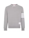 Thom Browne Loopback Jersey Knit 4-bar Crewneck Sweatshirt In Light Grey