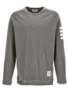 Thom Browne Striped Wool-blend Jersey T-shirt In Grey