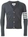 Thom Browne Cashmere Cardigan With Grosgrain Ribbon Trim In Grey