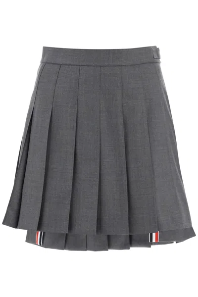 THOM BROWNE THOM BROWNE WOOL PLEATED MINI SKIRT