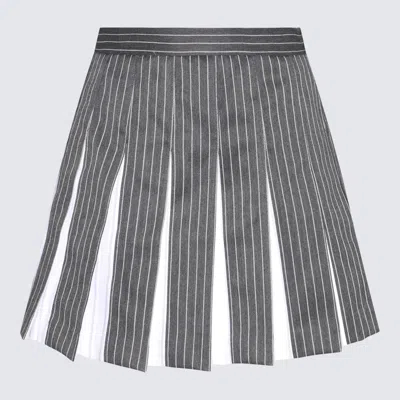 Thom Browne Grey And White Cotton-wool Blend Skirt