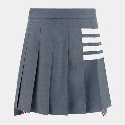 THOM BROWNE GREY AND WHITE WOOL SKIRT