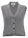 Thom Browne Virgin Wool Cable-knit Sweater Vest In Grey