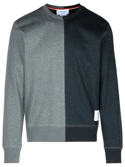 Thom Browne Grey 'bicolor' Cotton Sweater In Multi