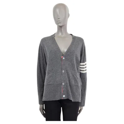 Pre-owned Thom Browne Grey Cashmere 4-bar Cardigan Sweater 3 M In Gray