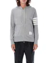 Thom Browne Mens Light Grey Striped Brand-patch Cotton-jersey Hoody In Grey