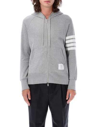 THOM BROWNE GREY CCLASSIC LOOPBACK 4-BAR FULL ZIP HOODIE