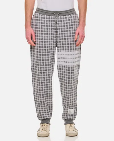 THOM BROWNE GREY CHECK 4 BAR SWEATPANTS