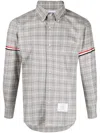 Thom Browne Cotton Checked Shirt Chest Pocket In Grey