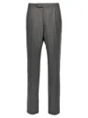 Thom Browne Backstrap Cropped Tailored Trousers In Grey