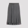 Thom Browne Asymmetric Hem Pleated Backstrap Skirt In Grey