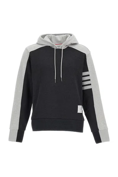 Thom Browne Grey Cotton 4-bar Hoodie In Multi