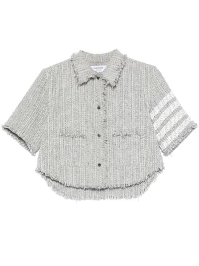 THOM BROWNE GREY COTTON BLEND SHIRT