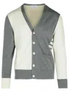 Thom Browne 4-bar Colourblock Cardigan In Grey