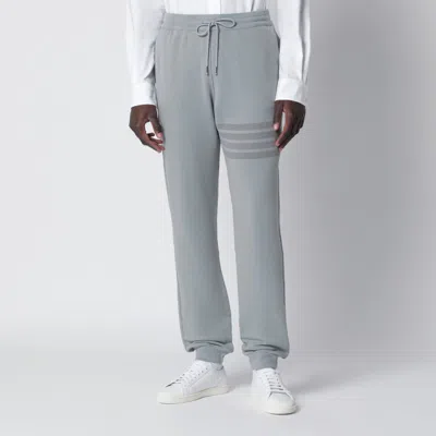 Thom Browne Cotton Jogging Trousers Ribbed Cuffs Side Stripes In Gray