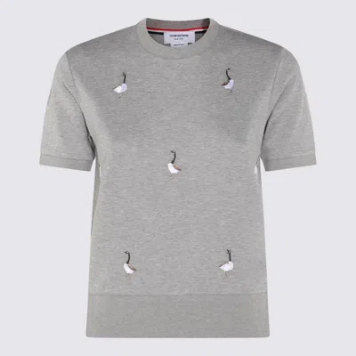 Thom Browne Knitwear Crewneck Embroidered Short Sleeves In Gray