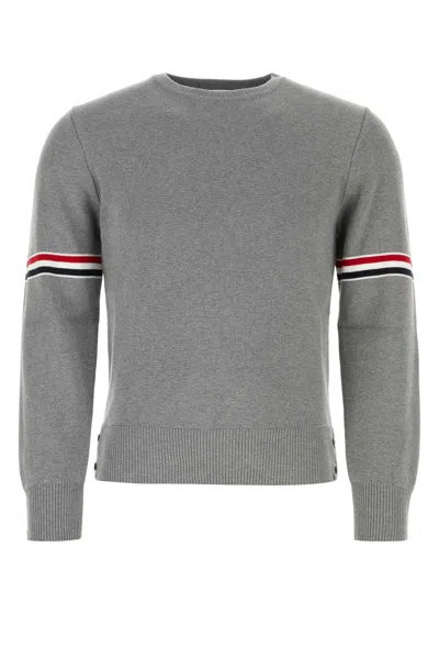 Thom Browne Grey Cotton Sweater In Lt Grey