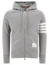 Thom Browne 4-bar Zip-up Hoodie In Gray