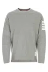 Thom Browne Loopback Jersey Knit 4-bar Crewneck Sweatshirt In Gray