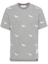 Thom Browne Grey Crewneck Embroidery T-shirt In Gray