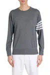 Thom Browne L Crewneck Sweater With 4 Bar Inlay In Grey