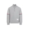 Thom Browne Rwb Engineered Stripe Loopback Sweatshirt In Gray