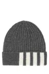 Thom Browne Grey Iconic Beanie Hat In Grey