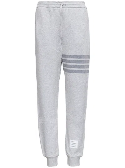 Thom Browne Grey Jersey Joggers With 4bar Detail In Multicolor