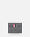 Thom Browne Pebble-grain Loop Tab Card Case In Gray