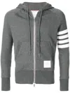 Thom Browne 4-bar Zip-up Hoodie In Classic Loopback In Grey