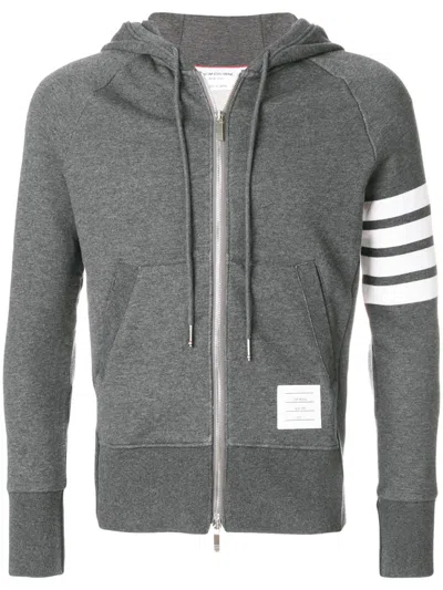 THOM BROWNE GREY LOGO STRIPES HOODIE