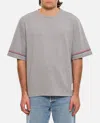 Thom Browne Asymmetric Hem T-shirt Stripe Detail In Gray