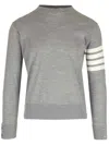 Thom Browne L Crewneck Sweater With 4 Bar Inlay In Grey